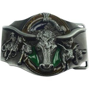 Men Green American Western Nickel Free Cowboy Celtic Vintage Animal Belt Buckle
